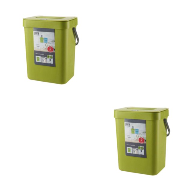 Bearachild Bote de basura no perforado con ranura de almacenamiento conveniente y manija de fácil movimiento Tipo colgante El triturador de verde 5L 2piezas