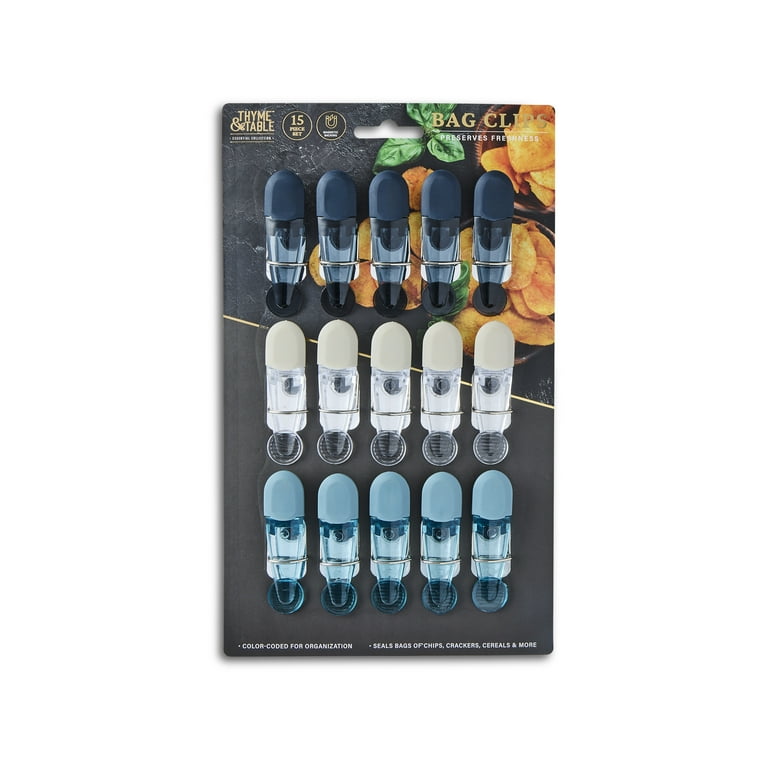 Thyme & Table 15-Piece Magnetic Bag Clip Set, Color-Coded Food