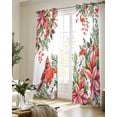 thumbnail image 5 of Cardinal Bird Sheer Curtains 84 Inch Length 2 Panels Set for Living Room/Bedroom, Winter Poinsettia Berry Pine Cones Floral Kitchen Curtains Grommet Semi-Sheer Curtains Window Treatments 42"x84"x2, 5 of 7