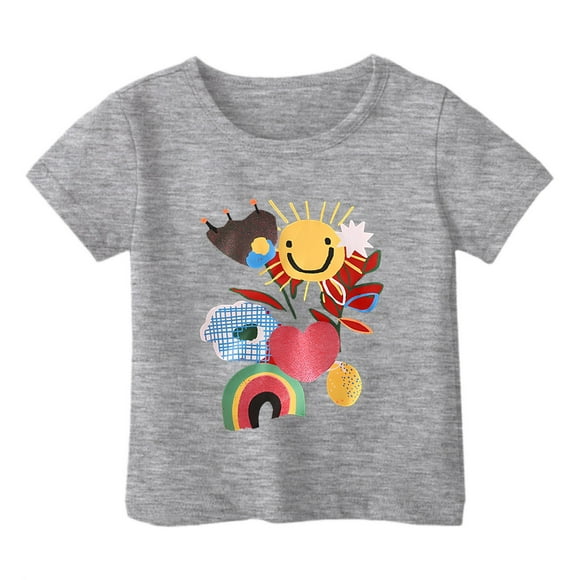 Kids Tees for Toddler Girls Summer Baby Crew Neck Short Sleeve Cartoon Dinosaur Printed Sports Kid Quick-Dry Tee Girl T-Shirt 10-11 T