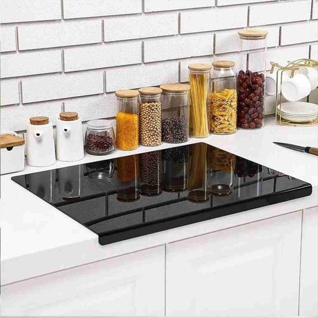 Tabla de Cortar de Acrílico Negro con Borde, Tamaño 17,7 X 13,7 Pulgadas, Sin Rayones, para Cocina, Tabla de Cortar para Cocina
