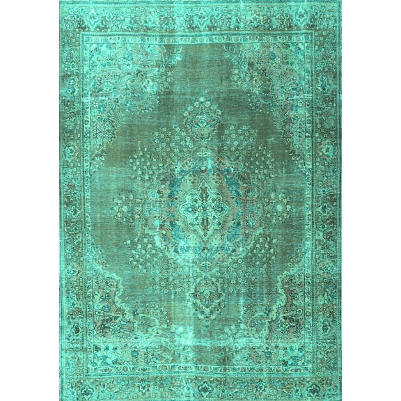 Ahgly Company Machine Washable Indoor Rectangle Persian Turquoise Blue Traditional Area Rugs, 5' x 7'