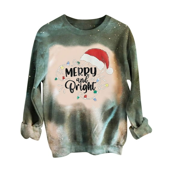 TAIAOJING Sweatshirt Women Christmas Long-Sleeve Printed O Collar Top Pullover