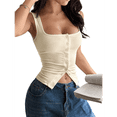 thumbnail image 1 of Womens Square Neck Button Down Ribbed Tank Tops Cute Sleeveless Summer Tops M, 1 of 7