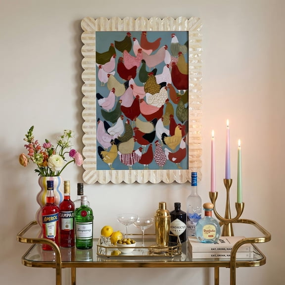 Whimsical Chicken Art Print, Colorful Farmhouse Kitchen Decor, Hen Art, Unframed Paper Print Size 8x12