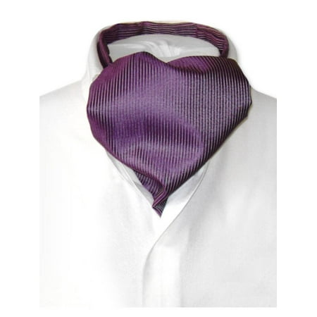 - Antonio Ricci ASCOT Solid PURPLE Ribbed Pattern Color Cravat Men's Neck Tie