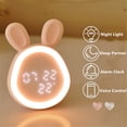 thumbnail image 2 of Sound Control Rabbit Night Lamp Desk Rechargeable Music Voice Clock Cartoon Digital Alarm Clock Electronic Display, 2 of 5