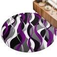thumbnail image 2 of Small Round Rug 3Ft, Modern Geometric Non-Slip Washable Circle Rugs Carpet, Abstract Minimalist Lines Purple Black Indoor Outdoor Rug Floor Mats Throw Runner for Bedroom Living Room Bathroom, 2 of 8
