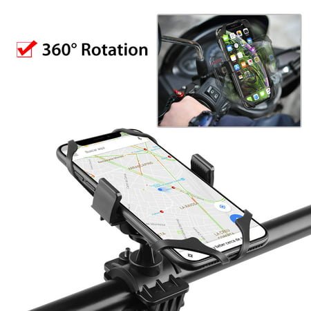 Universal Bike Phone Mount, 360° Rotation Motorcycle Phone Mount Bike Phone Holder for iPhone 11 Xs Max XR X 8 7 Plus Samsung Galaxy S9 S8 Note 9, Ideal for Mountain Bikes and Motorcycle (Best Mountain Bike Phone Mount)