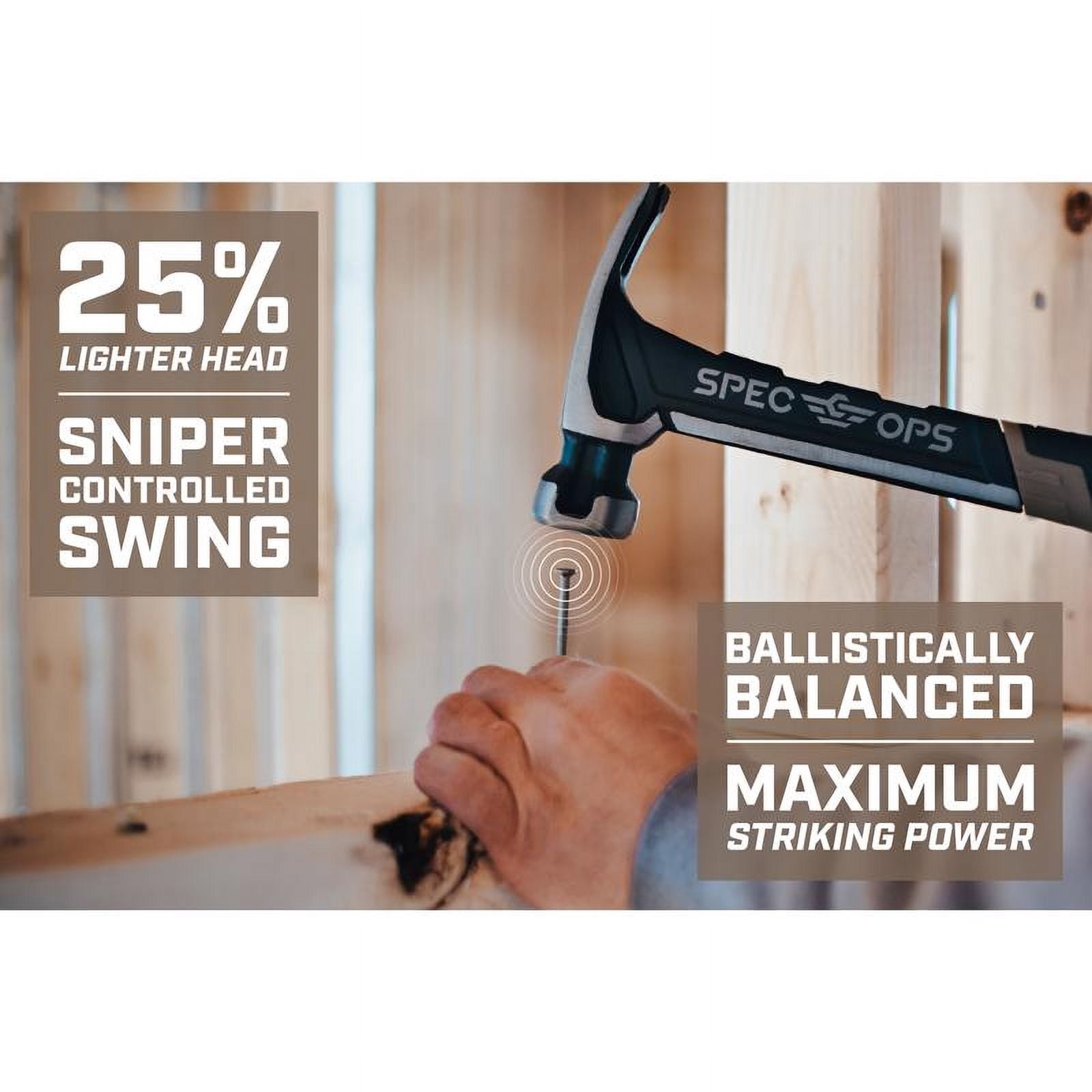 Spec Ops 16 oz Smooth Face Rip Claw Hammer 13 in. Rubber Handle