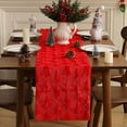 thumbnail image 2 of TETOU Christmas Tree Jacquard Table Runner 13x72 Inch Soft Plush Faux Fur Table Decoration for Christmas Home Party - Red, 2 of 6