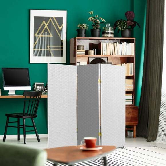 White Woven Fiber Room Dividers