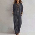 thumbnail image 2 of Morttic Women's Casual Loose Two-Piece Set Long Sleeve Round Neck Top & Elastic Waist Wide-Leg Pants with Pockets Dark Gray,XXL, 2 of 3
