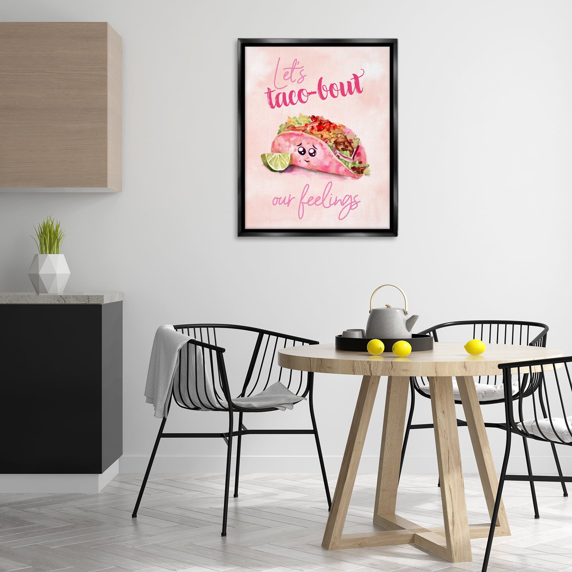Stupell Industries Taco-Bout Our Feelings Novelty Painting Black Floater Framed Art Print Wall Art, 25 x 31