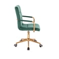 thumbnail image 3 of Silla escritorio color verde acabados cromo dorado con brazo giratoria altura ajustable forrada en material terciopelo SKU 7009F-2 VERDE TERCIOPELO, 3 of 4
