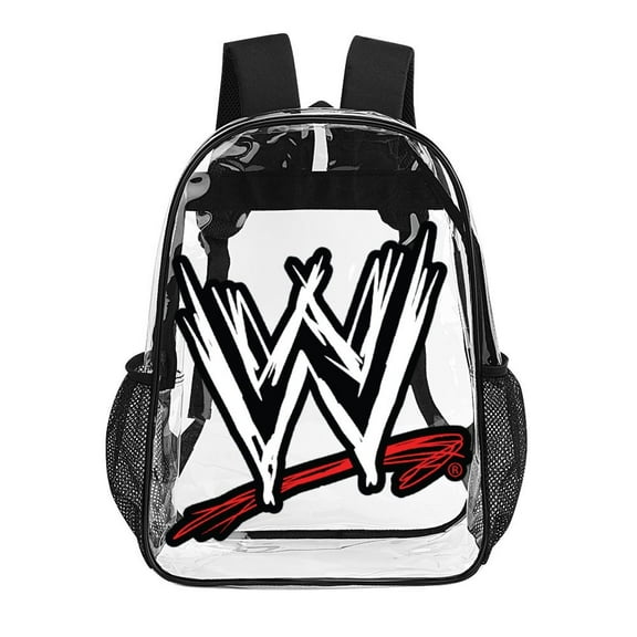 WWE Clear Backpack Heavy Duty See Through Bookbag Transparent Bag for Colleges School Work Sport Travel
