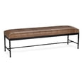 thumbnail image 1 of Pemberly Row Contemporary Top-grain Leather Iron Bench in Taupe, 1 of 4