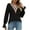 Black, variant on WREESH Womens Fashion Dressy Tops Solid Color Jacquards V-Neck Long Sleeve Loose T-Shirt Pullover Black
