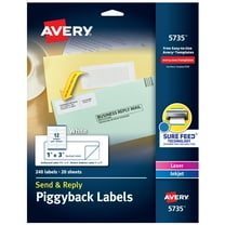 Send & Reply Piggyback Labels, 1-5/8"x4" Outer-1"x3" Inner, 240 Labels