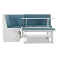 thumbnail image 1 of Linon Natasha Corner Nook Dining Set Blue Fabric Upholstered Seats in White Wood, 1 of 10