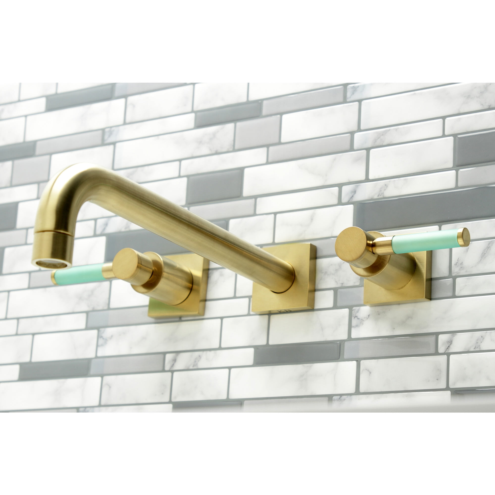 Kingston Brass KS6057DKL Kaiser Two-Handle Wall Mount Roman Tub Faucet, Brushed Brass
