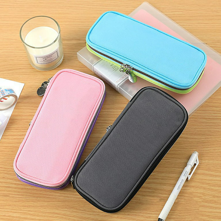 Warkul Double Layers Pencil Case, Zipper Stationery Pen Pouch Bag Organizer  for School College Office Teen