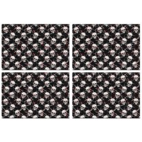 Black Red Skull Burst Pattern Summer Placemats Table Placemats Set Of 4-Linen Kitchen Washable Placemats Table Mats 11.8"x17.7" Non-Slip Heat Resistant