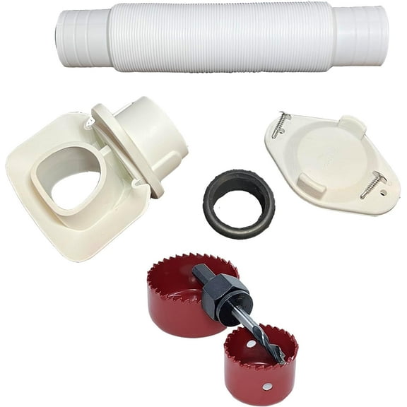 Aquabarrel White FlexiFit Downspout Diverter Group for 2x3 Downspouts - Easily Connects Your Existing Rain Barrel to an EarthMinded Downspout Diverter - Drill Bits Included