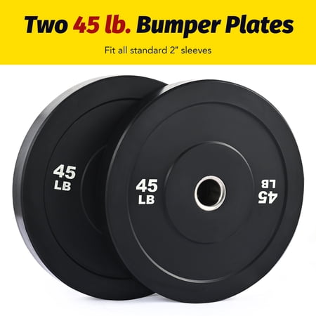 Preenex 45lb Bumper Plate Set 2" Olympic Weight Plates for Strength Training More 2 Pack