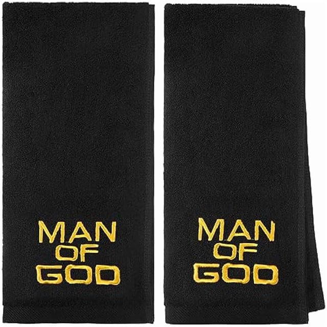 wonima44 Buryeah 2 Pcs Pastor Hand Towels Christian Embroidered Towels Appreciation Gifts for Christian Church Clergy Father's Gifts(Black,Man of God)