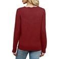 thumbnail image 4 of Women'S Sweaters Casual V-Neck Long Sleeve Sweaters Loose Solid Fall Tops Pullover Sweater Red M, 4 of 7