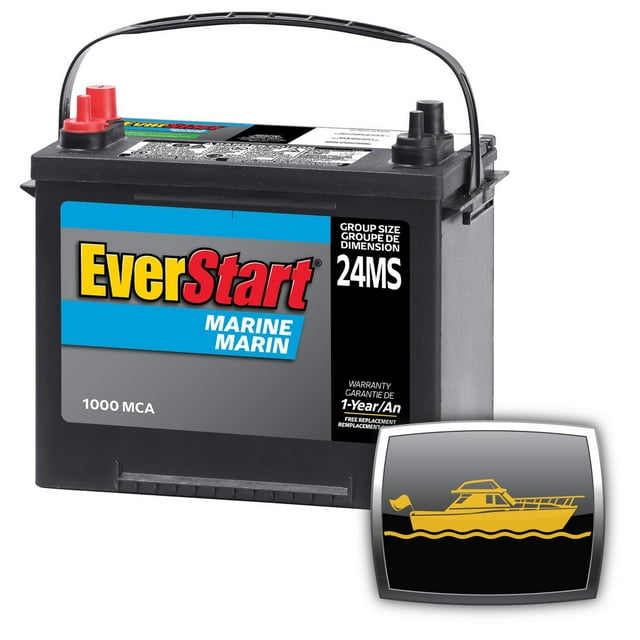 EverStart MARINE 24MS-1000N, 12 Volt, Marine Starting Battery, Group Size 24, 1000 MCA