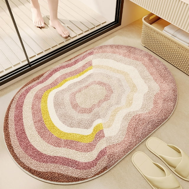 Boovnll Bath Mat, Super Absorbent & Soft Thicken Velvet Bath Mats for Bathroom, Non-Slip Quickly Dry for Bathroom, Kitchen, Floor, Pool, Toilet Mat, Bathroom Rugs