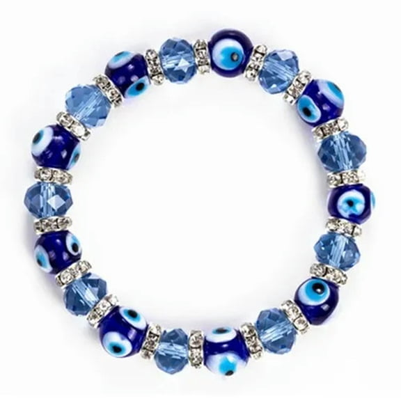 EOEMY Good Luck Blue Turkish Evil Eye Bead Protection Bracelet Bangle Fashion Women-Style-1