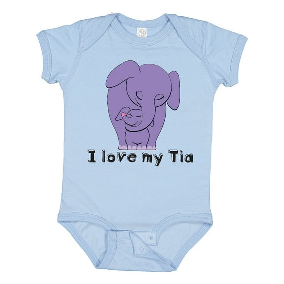 Inktastic I Love My Tia Elephant Purple Boys or Girls Baby Bodysuit