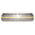 thumbnail image 3 of Ladies or Mens Titanium Ridged Edge 6mm 14K Yellow Inlay Brushed Wedding Band Ring, 3 of 6