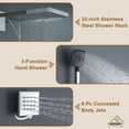 thumbnail image 5 of Boyel Living Wall Mounted 22 inch Rectangular Dual-function Rainfall Waterfall Shower Head 4 Function Thermostatic Shower System , with 6 Body Jets,Chrome, 5 of 9