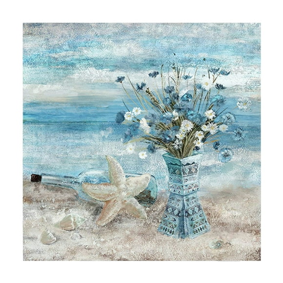 New Blue Beach Living Room Hanging Painting Spray Painted Canvas Painting Core Daisy Flower Bedroom Decorative Painting Cake Painting Brushes
