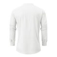 thumbnail image 6 of Huresd Mens Cotton Linen Henley Shirts Long Sleeve Summer Casual T-Shirt Regular Fit Lightweight Yoga Tops with Pocket White 4XL, 6 of 6