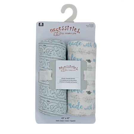 UPC: 0620281025914 | Baby Boys 2 Pack Muslin Swaddle Blankets Blue Prints