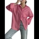 thumbnail image 3 of Camisas de Mujer con Botones, Camisas Formales A Rayas, Mangas Largas, Solapas, Camisas de Oficina, Blusas Gran Rojo L, 3 of 8