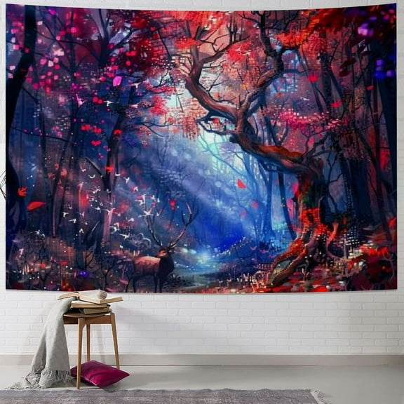 BCIIG Fantasy Forest Tapestry Tree of Life Nature Landscape Tapestry Wall Hanging Fairy Tale World Tapestry Psychedelic Headboard Bedspread Tapestry for Bedroom Living Room Decor 40x30inch