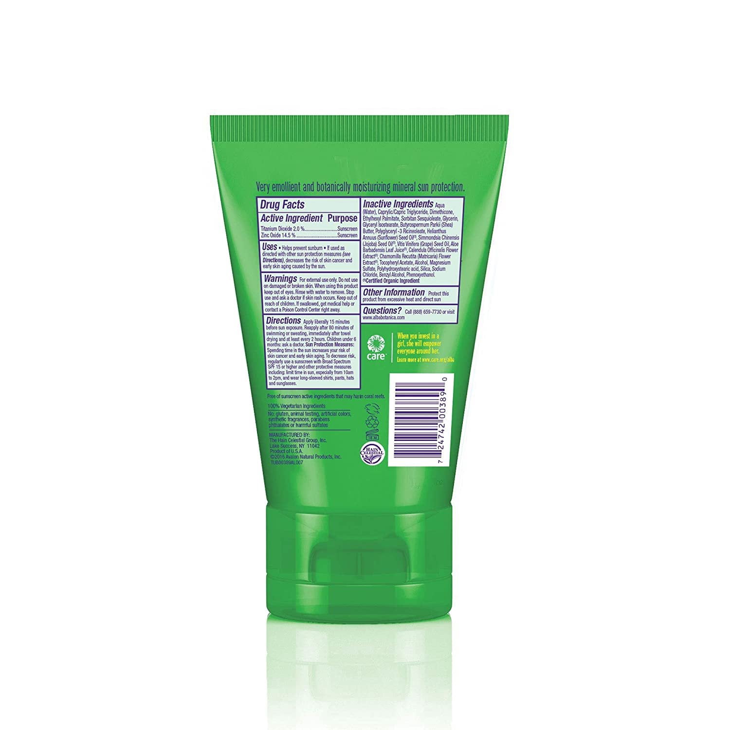 Alba Botanica Sensitive Mineral Sunscreen, Fragrance Free Lotion SPF 30 4 oz