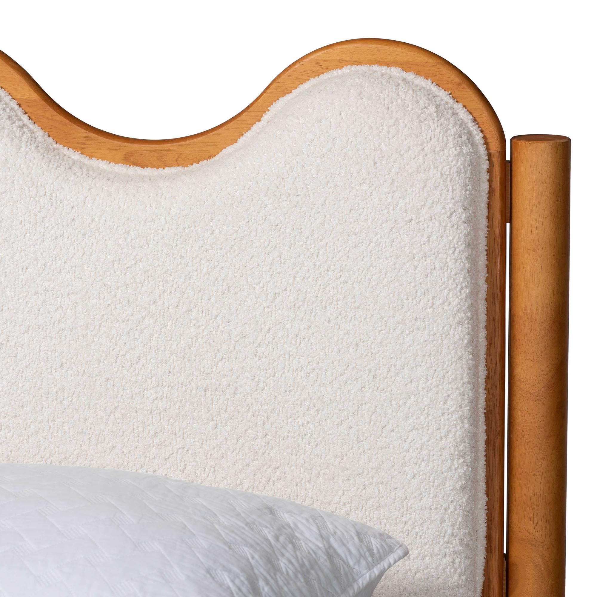 Baxton Studio Lilia Mid-Century Platform Bed, Queen, Cream