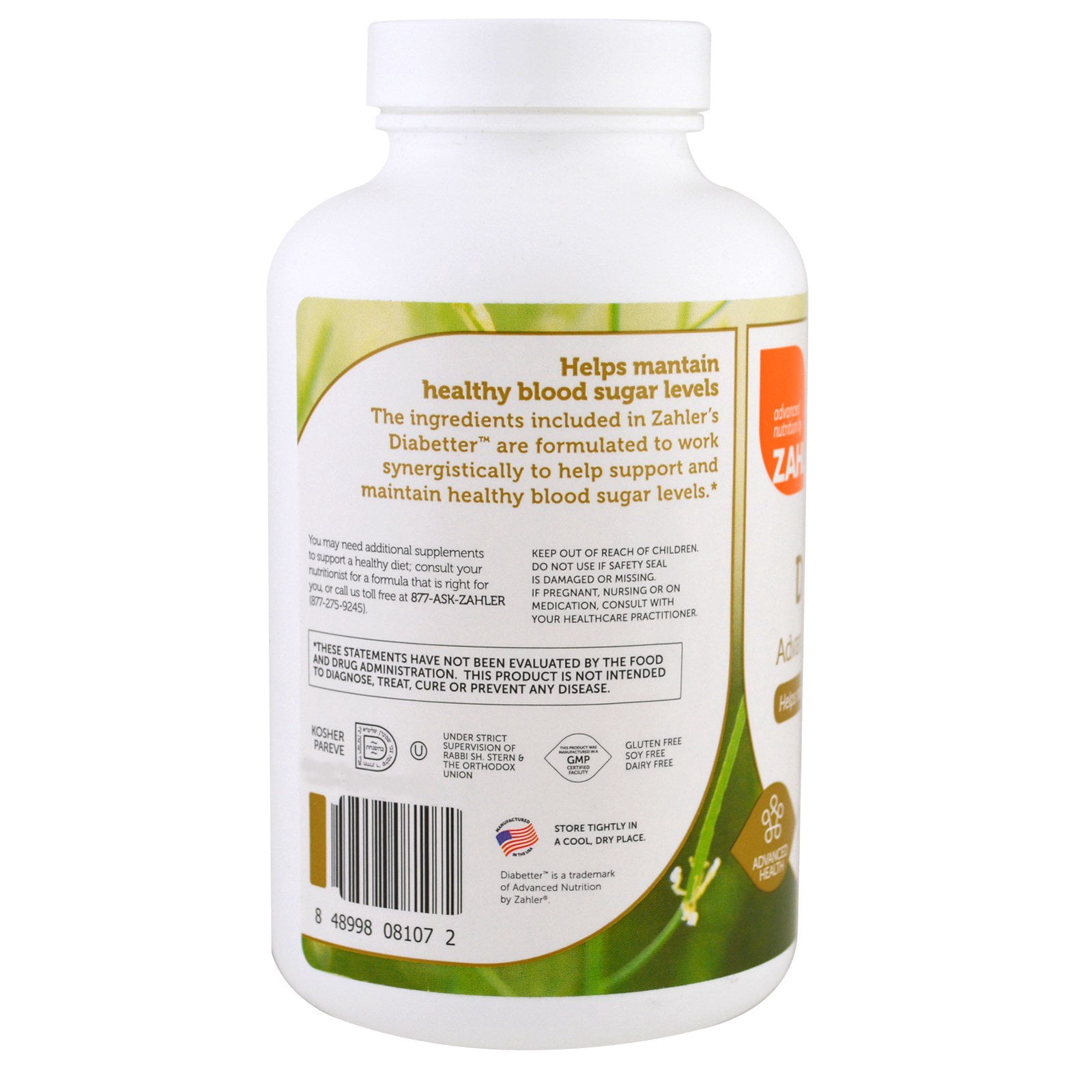 Zahler Diabetter – Advanced Glucose Support Supplement with Berberine HCl, Cinnamon, Chromium – Blood Sugar Support Supplement – Kosher Non-GMO Gluten Free Sugar Control Supplements (120 Capsules)