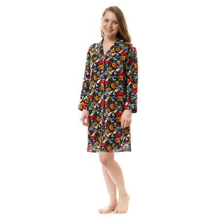

Women s Soft Floral Button Robe Nightshirt Long Sleeve Nightshirt