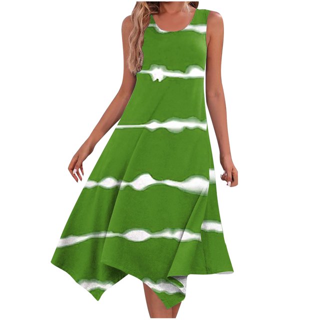 Pisexur Robes d'Été pour Femmes Décontractées Amples Douces Robe de Plage Ourlet Mouchoir Maxi Robes Débardeurs Irrégulières Col Rond Manches Courtes Poches Robe T-Shirt Évasée