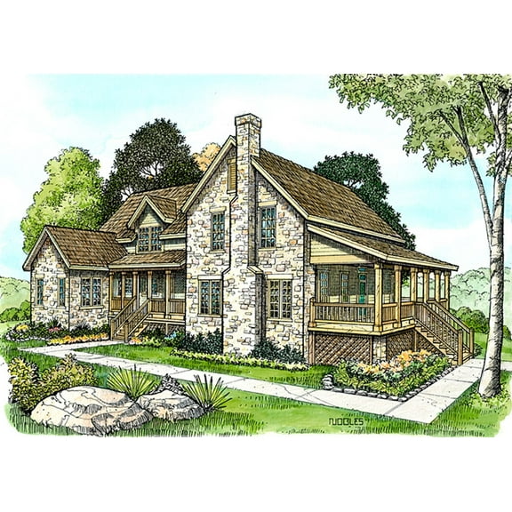 010-327: Traditional Country 4 Bed, 4 Bath Luxury Home Plan, 3360 Sq Ft: Full Blueprints with License to Build by Home Plan Marketplace - Lesuto