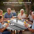 thumbnail image 3 of Round Outdoor Tablecloth with Umbrella Hole and Zipper, Gray Vertical Stripes Tablecloth with Elastic Waterproof, Retro Simple Neutral Abstract Lines Patio Table Covers for 36" - 44" Pool Tables, 3 of 9