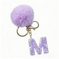 thumbnail image 4 of 26 Letter Purple Velvet Ball Pendant Letter Pendant Keychain Backpack Small Pendant Holiday Gift, 4 of 6